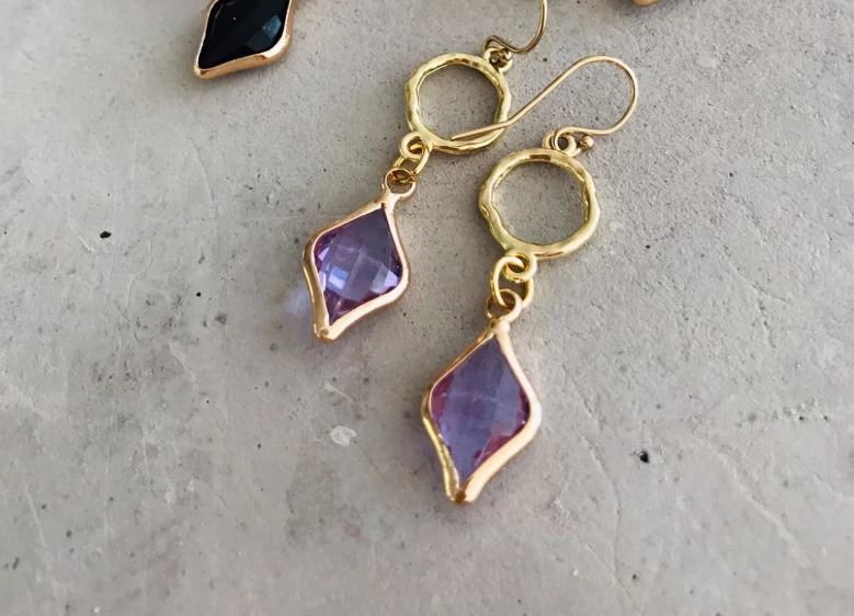 Audrey Juniper Diamond Drop Hoop Earrings