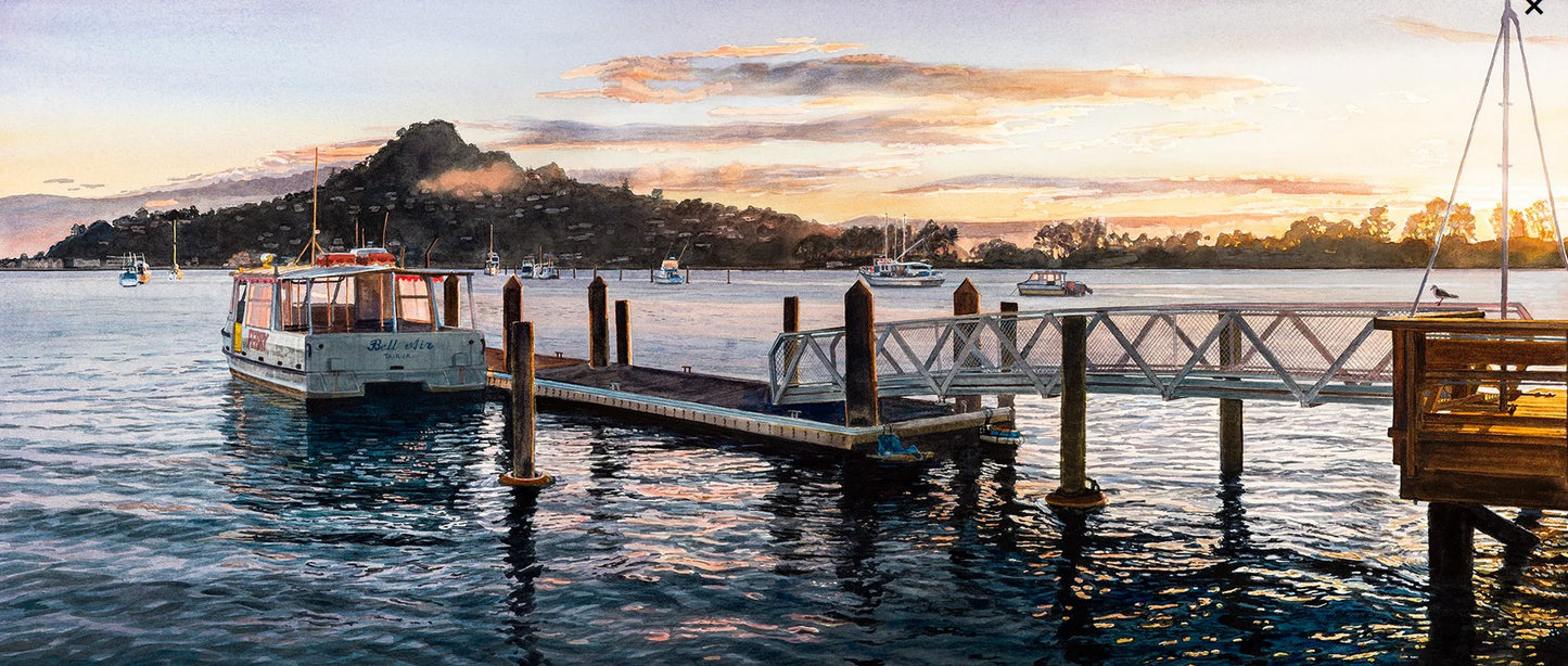 Early Morning,Tairua Wharf - Framed