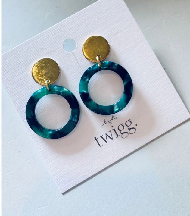 Emerald Hoop Stud Earings