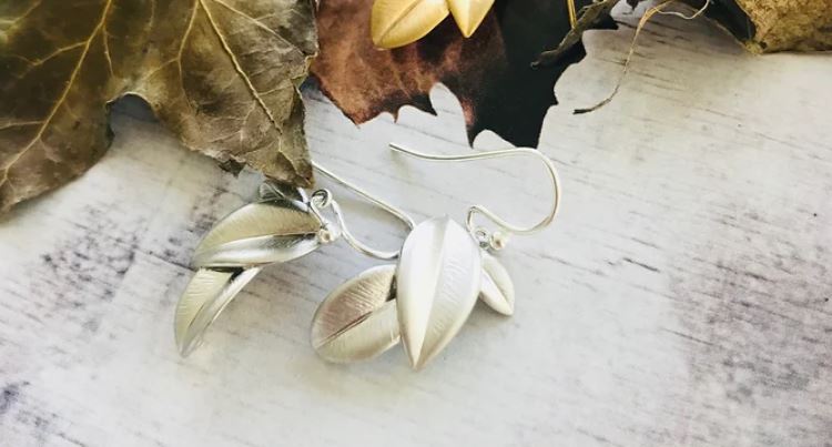 Fallen Leaf Earrings - Silver