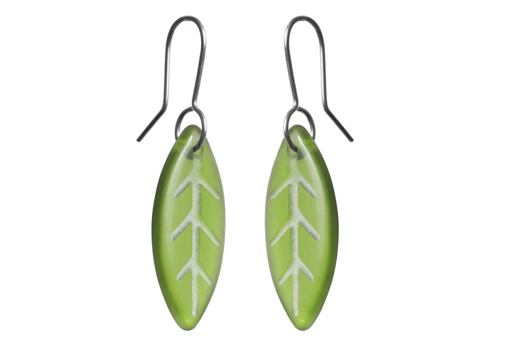 Glass Leaf Earrings