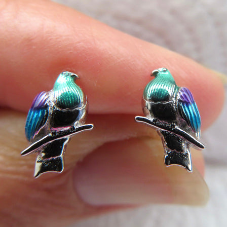 Kereru Stud Earrings With Enamel