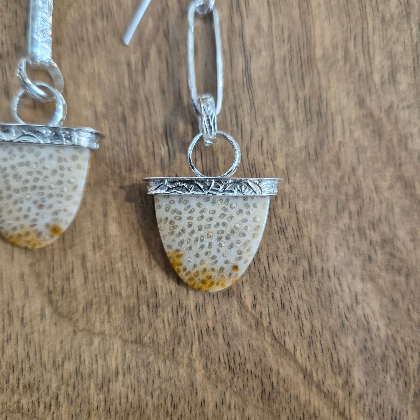 Fossilized Palm Earrings