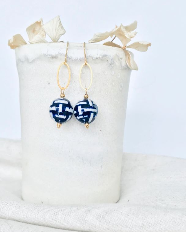 Aegean Blue Ball Earrings