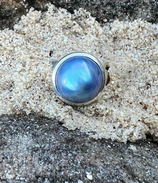 Blue Freshwater Pearl Ring