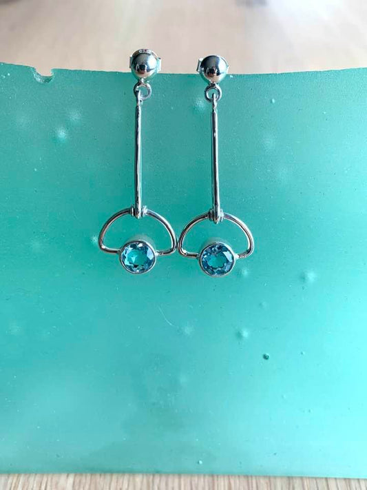 Art Deco Blue Topaz Earrings