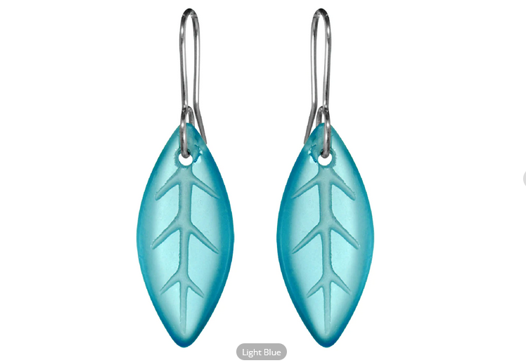 Glass Leaf Earrings