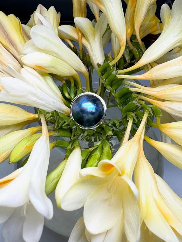 Blue Freshwater Pearl Ring