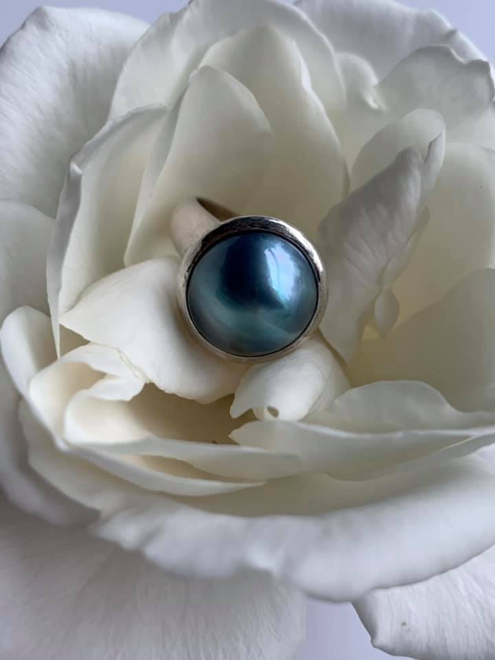 Blue Freshwater Pearl Ring