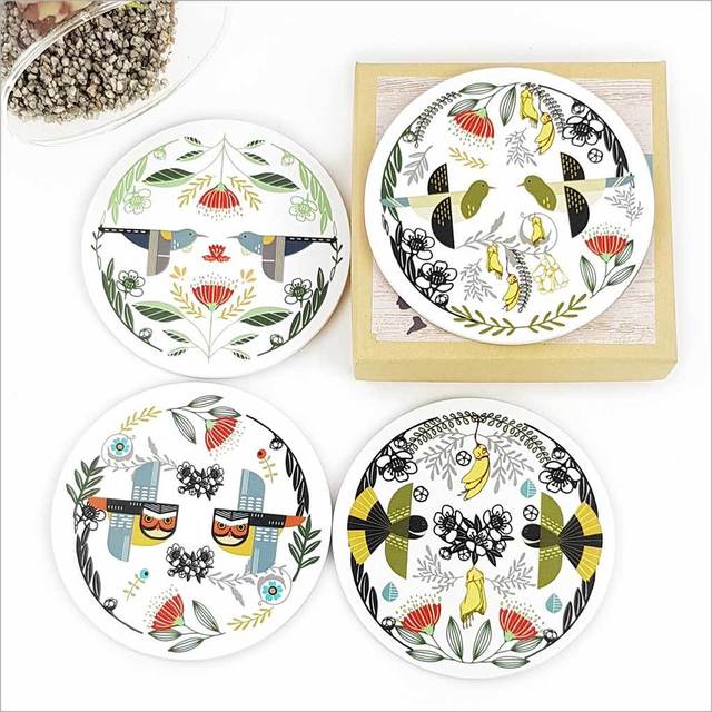Coaster Set - Folk Birds