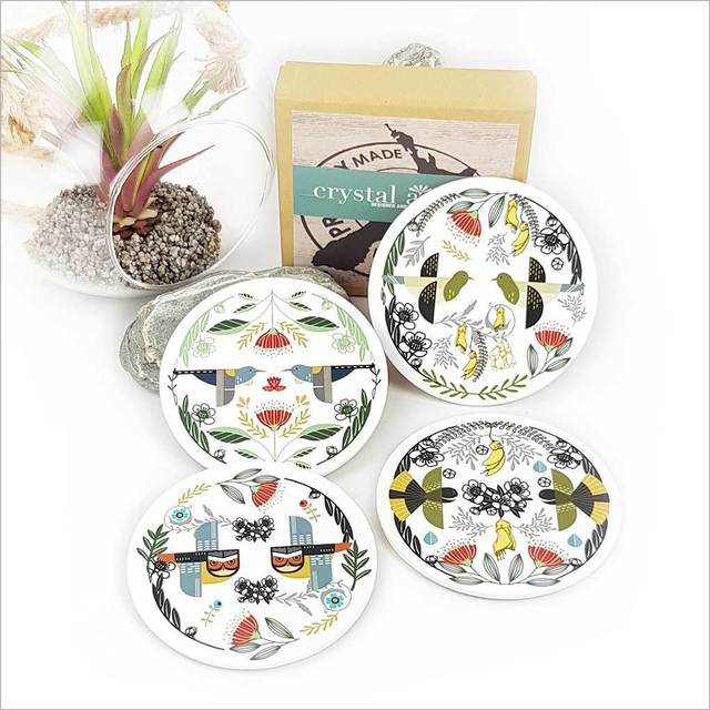 Coaster Set - Folk Birds