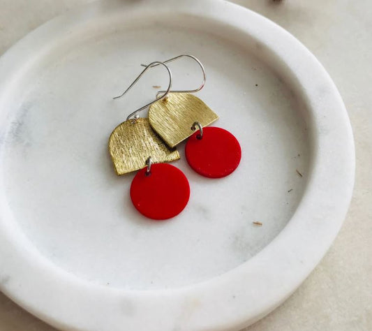 Esme Lila Brass Earrings - Red