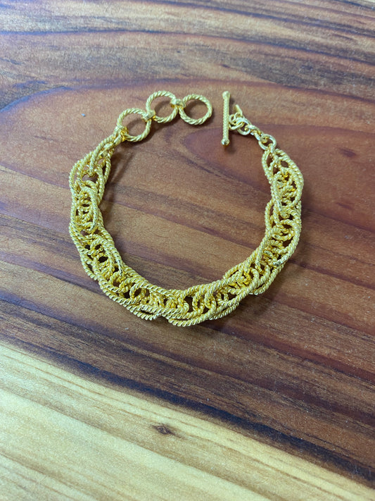 Woven Links Bracelet - Gold Plated