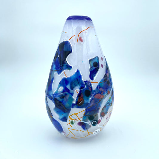Teardrop Vase White / Blue