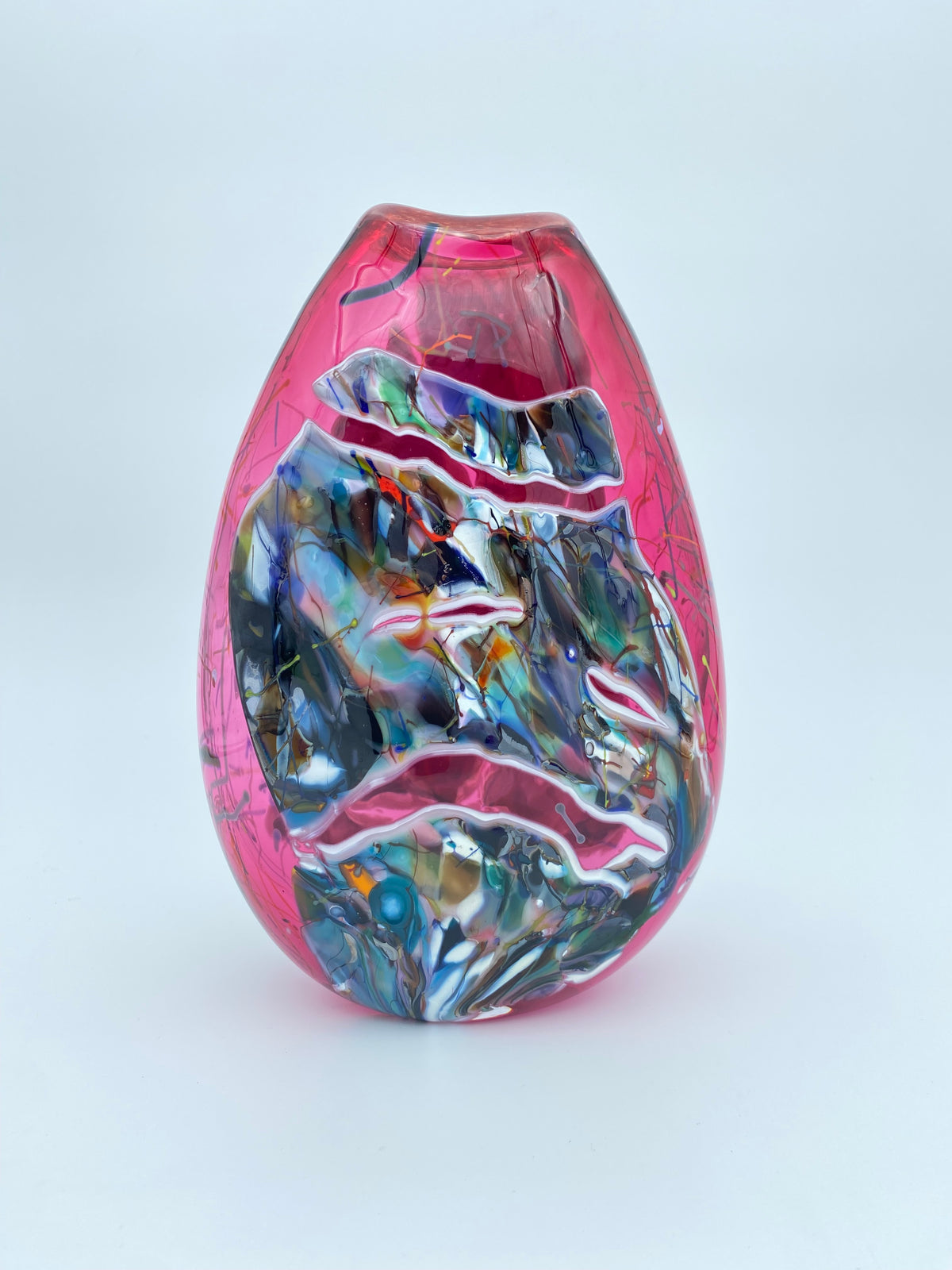 Oval Shard Vase - Ruby Red