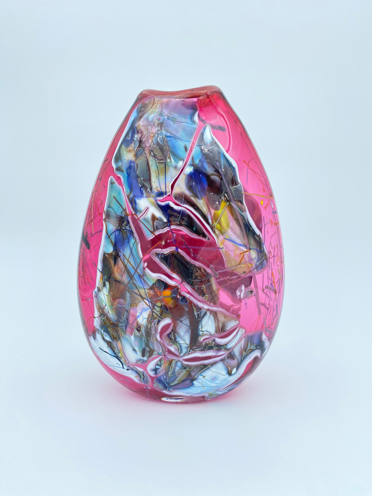 Oval Shard Vase - Ruby Red