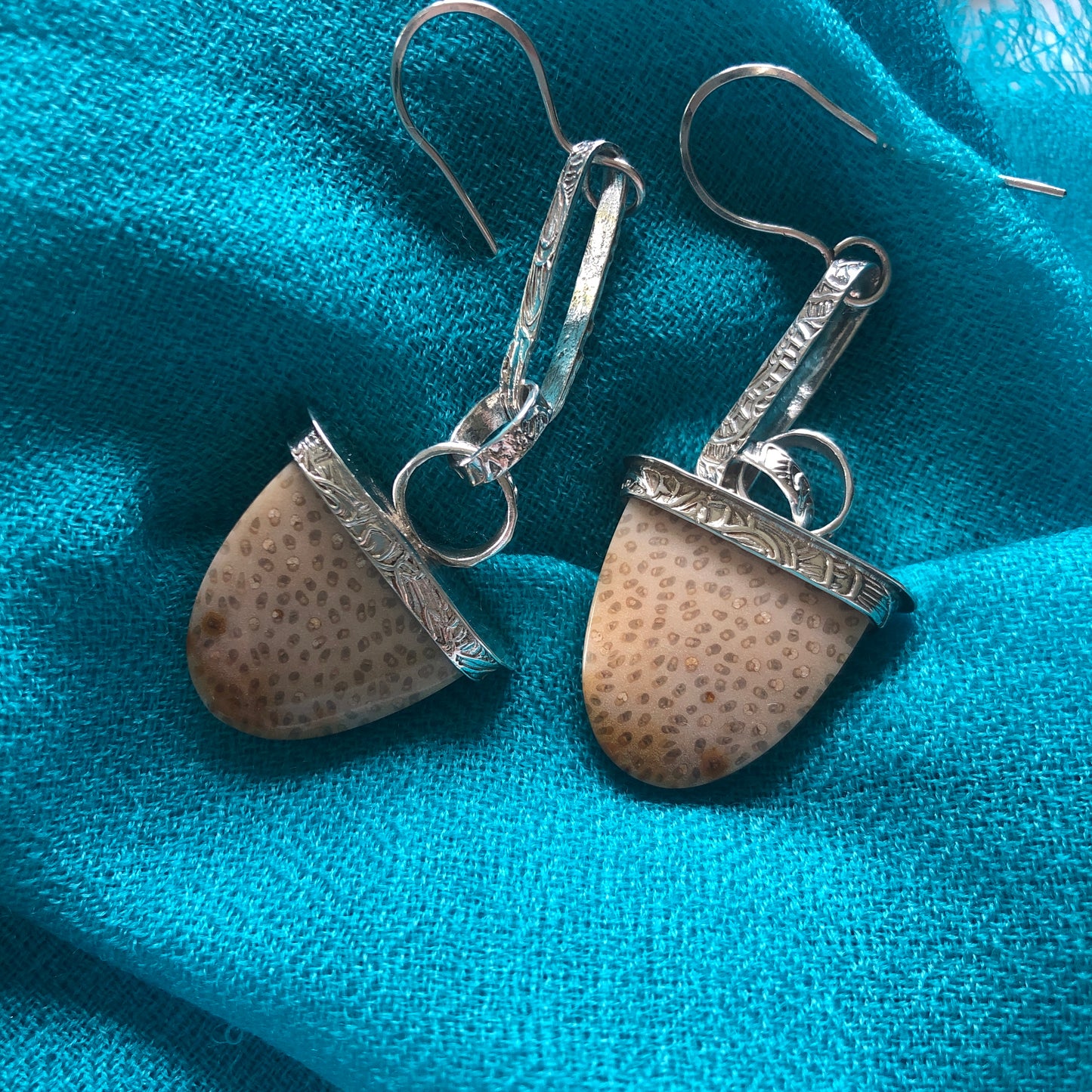 Fossilized Palm Earrings