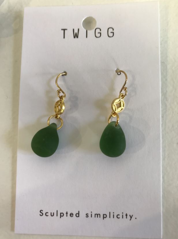 Seaglass Droplet Hook Earrings
