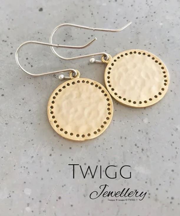 Solice Pitted Disc Earrings - Gold