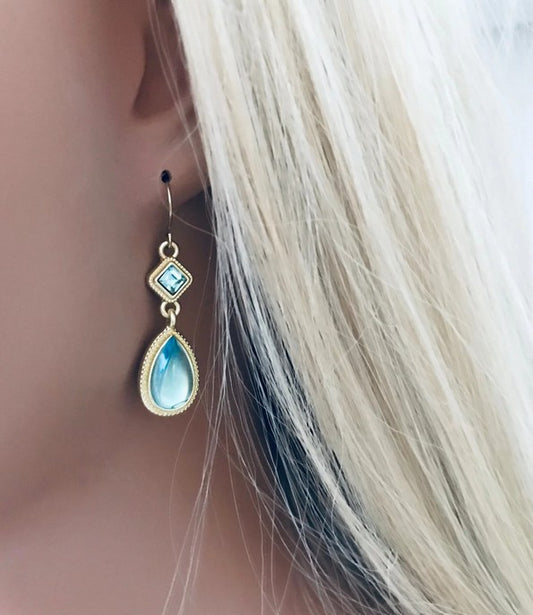 Telow Aqua Marine Drop Earrings